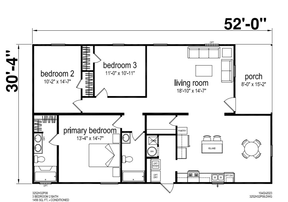 The porch model 3252 hero and floor plan home features