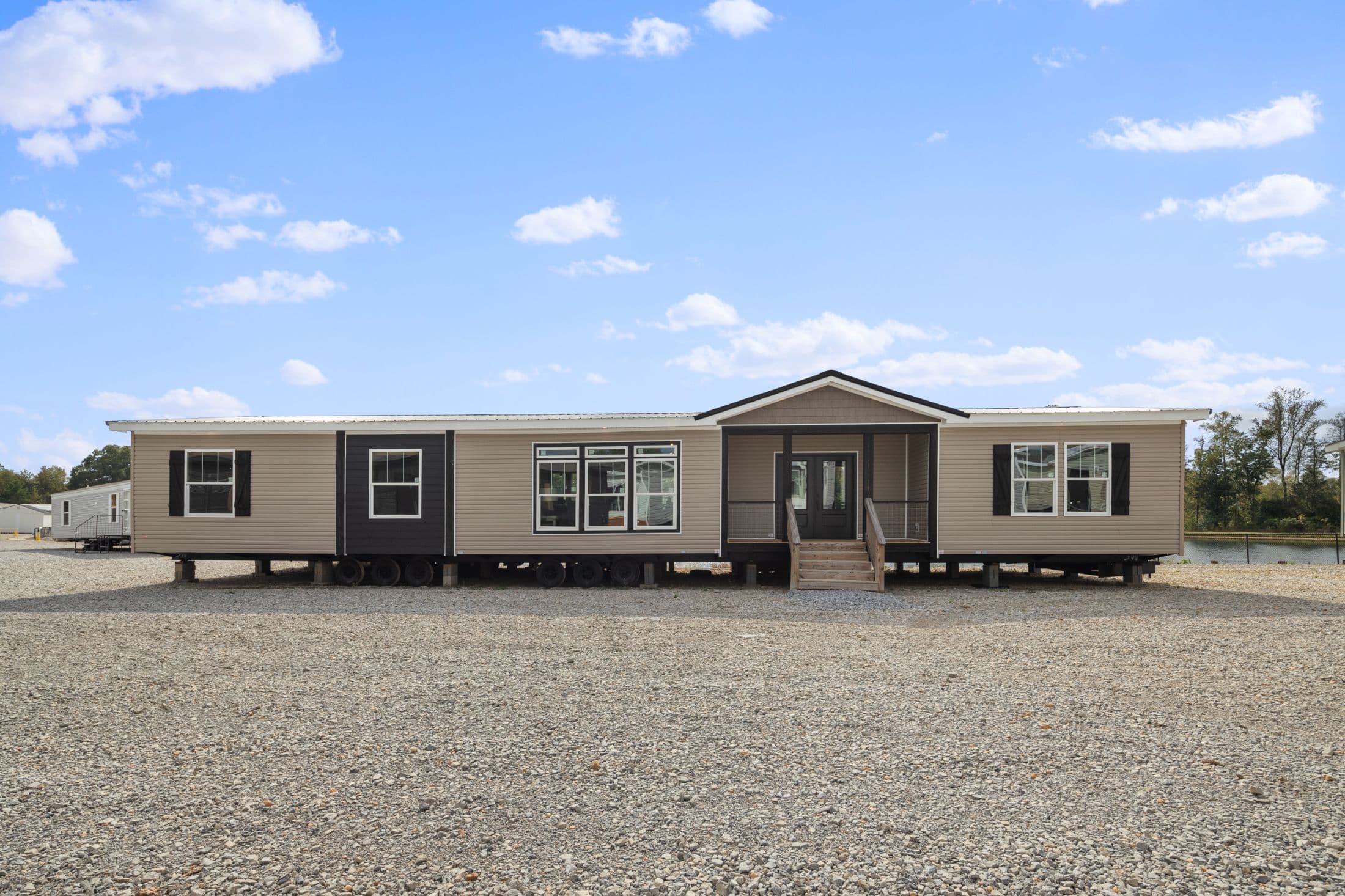 The white oak exterior home features