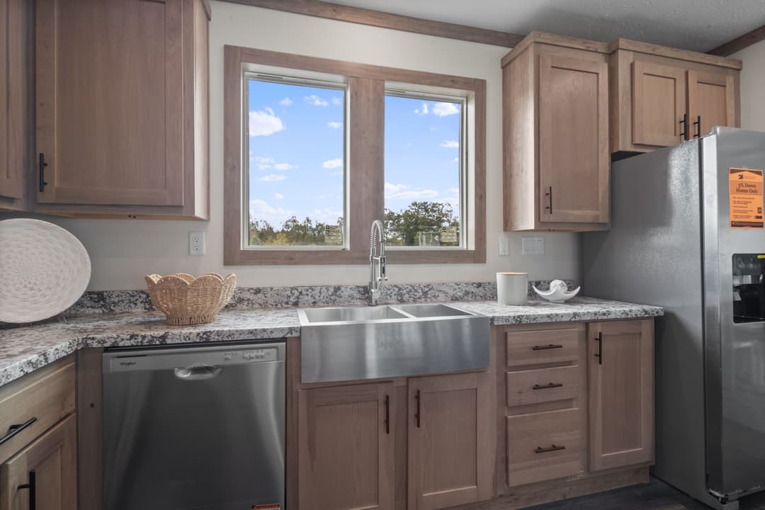 The white oak interior and kitchen home features
