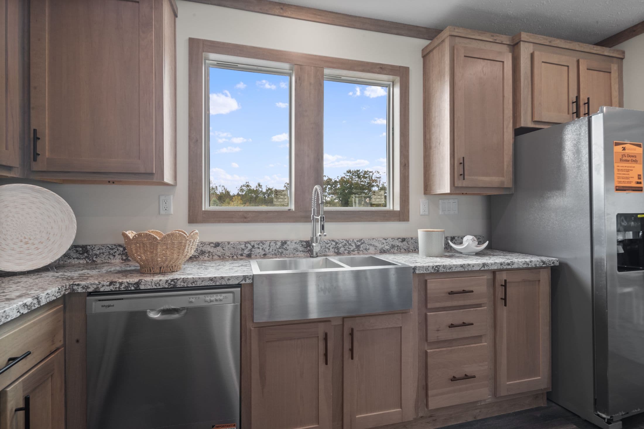 The white oak interior and kitchen home features