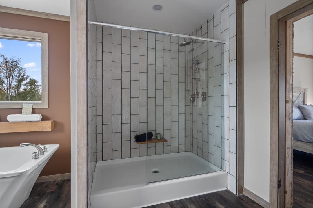 The white oak bathroom and interior home features