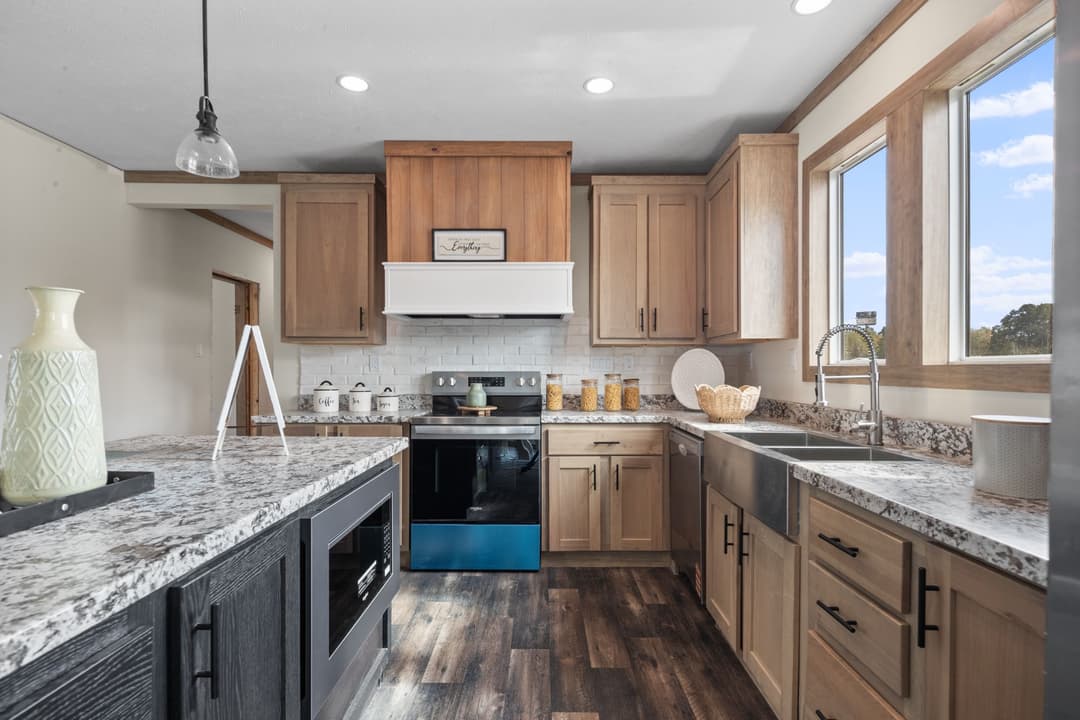 The white oak interior and kitchen home features