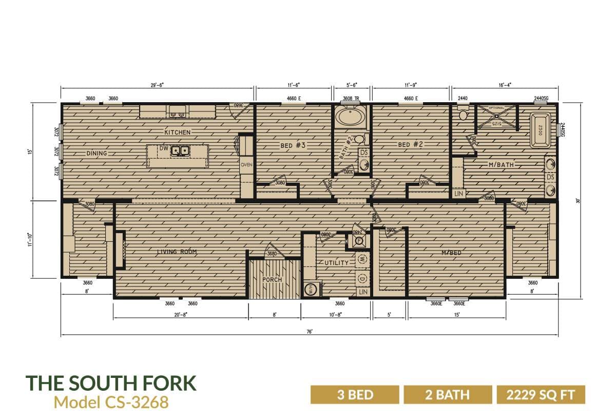 South fork floor plan home features