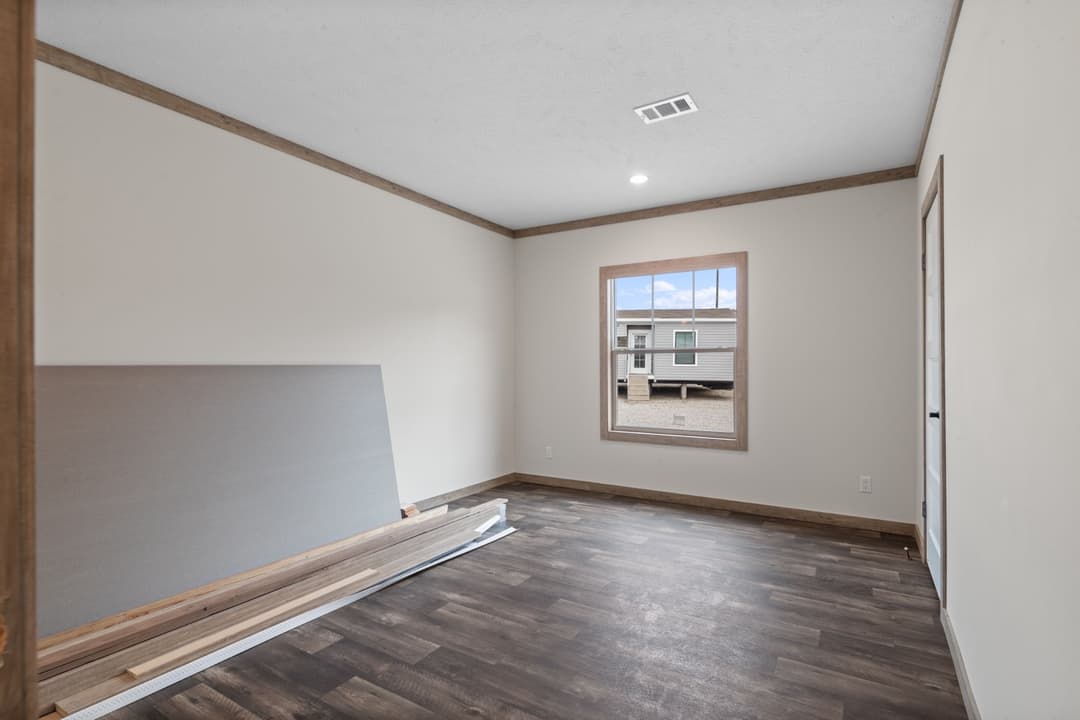 The white oak interior and bedroom home features