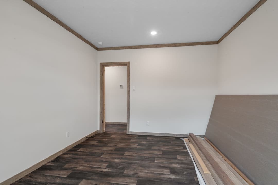 The white oak interior and bedroom home features