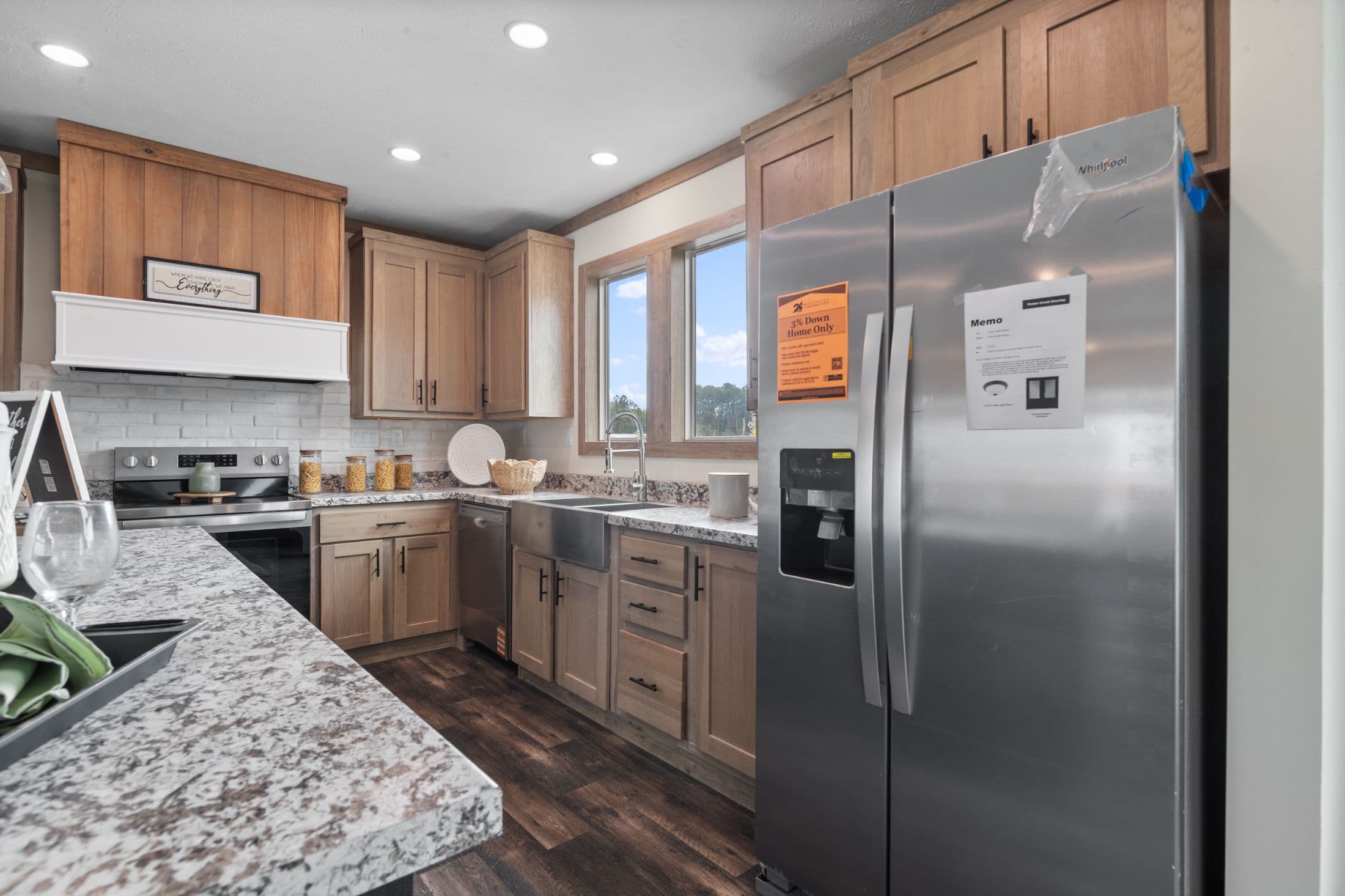 The white oak interior and kitchen home features