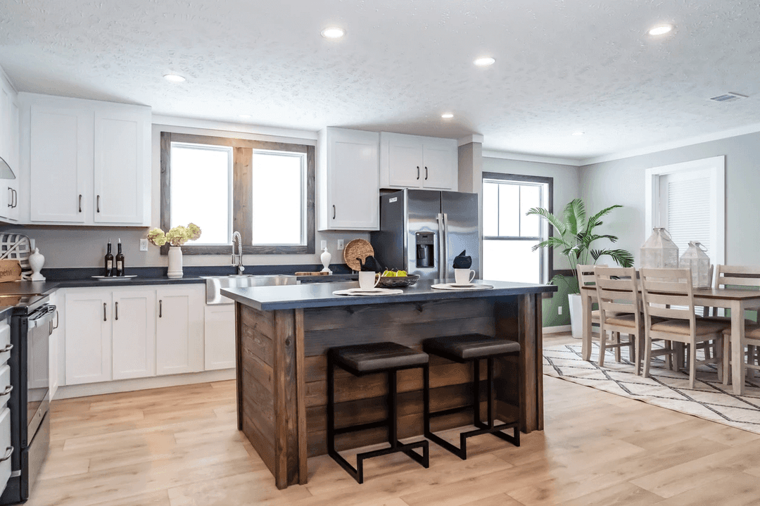 The limestone kitchen home features