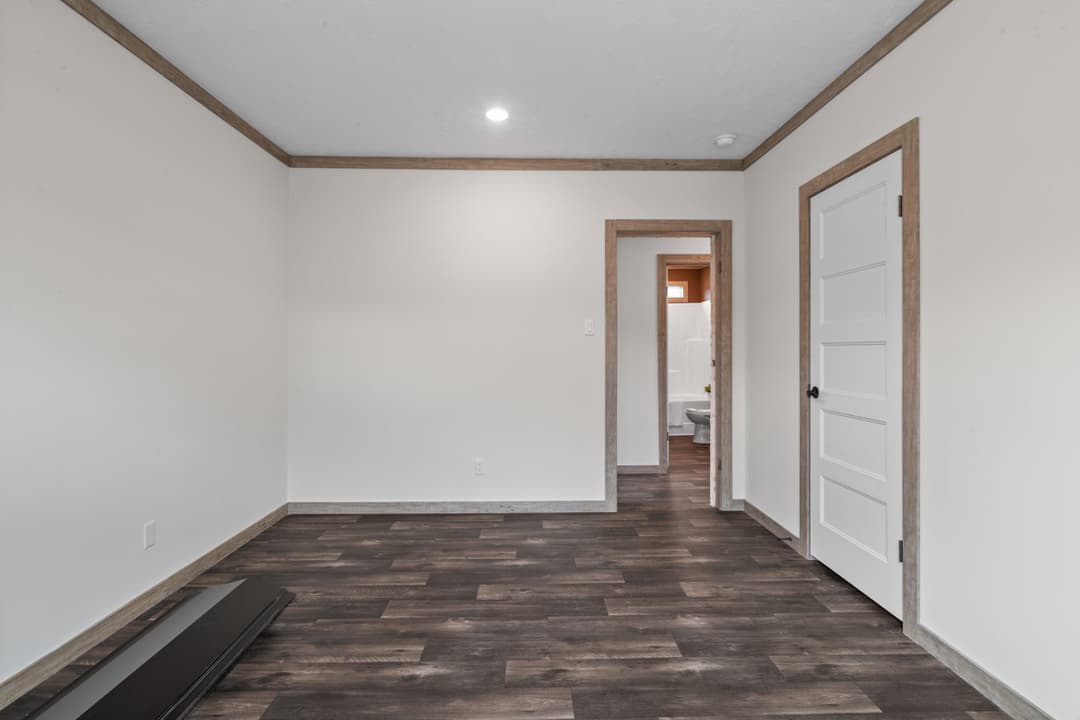 The white oak interior and bedroom home features